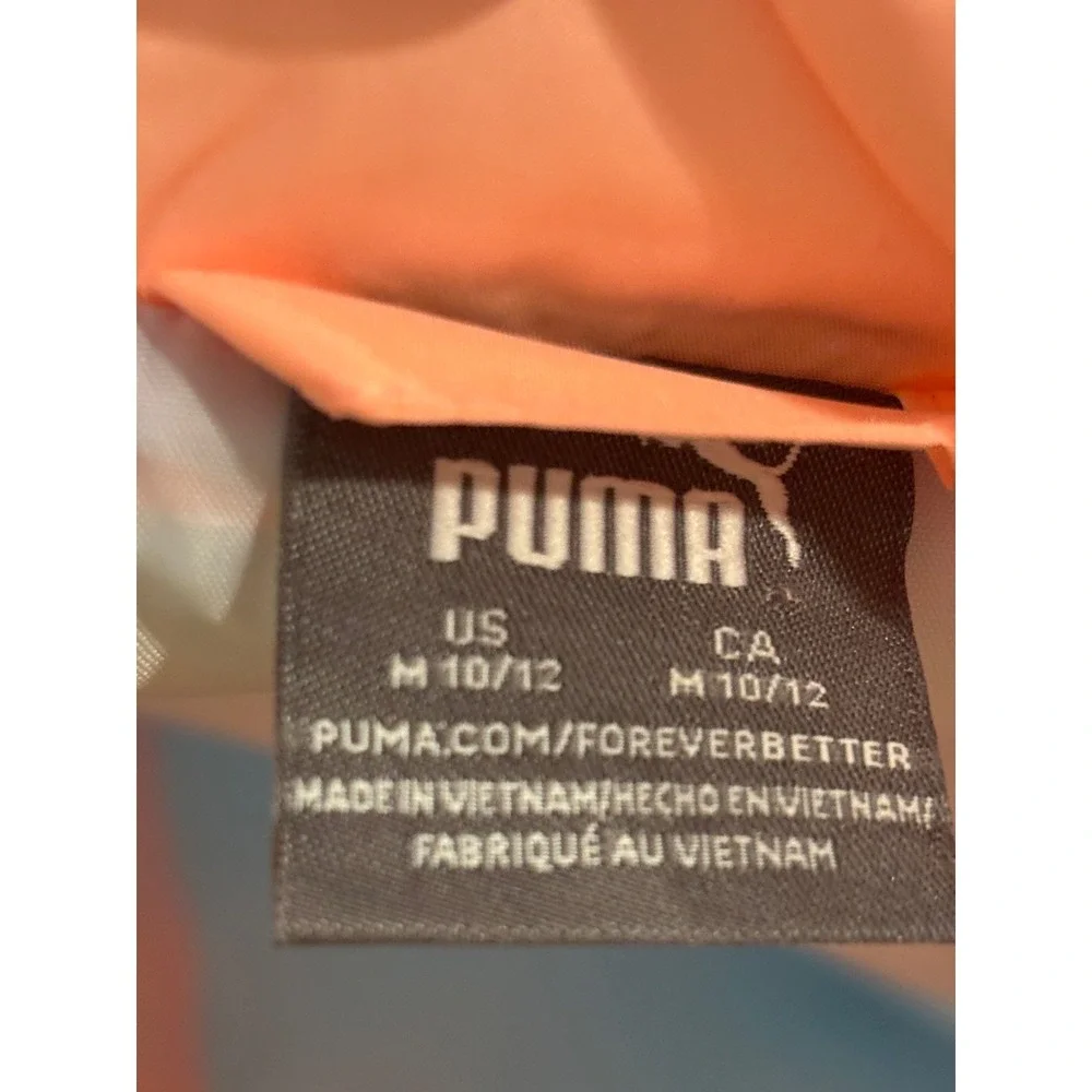 Puma Girls Puffer Vest Colorblock Pink Blue‎ Quilted Full Zip Size M 10/12